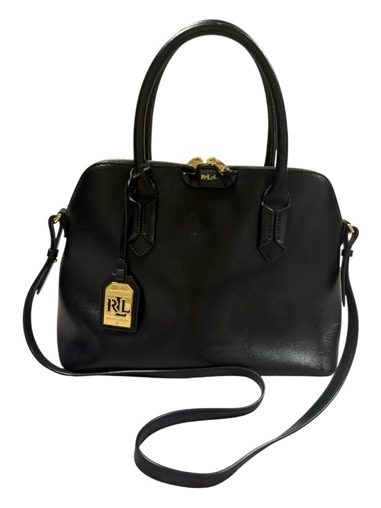 Lauren Ralph Lauren Handbags - Lauren Ralph Lauren Dome Satchel Bag Black Leather Medium Zip Neutral Classic